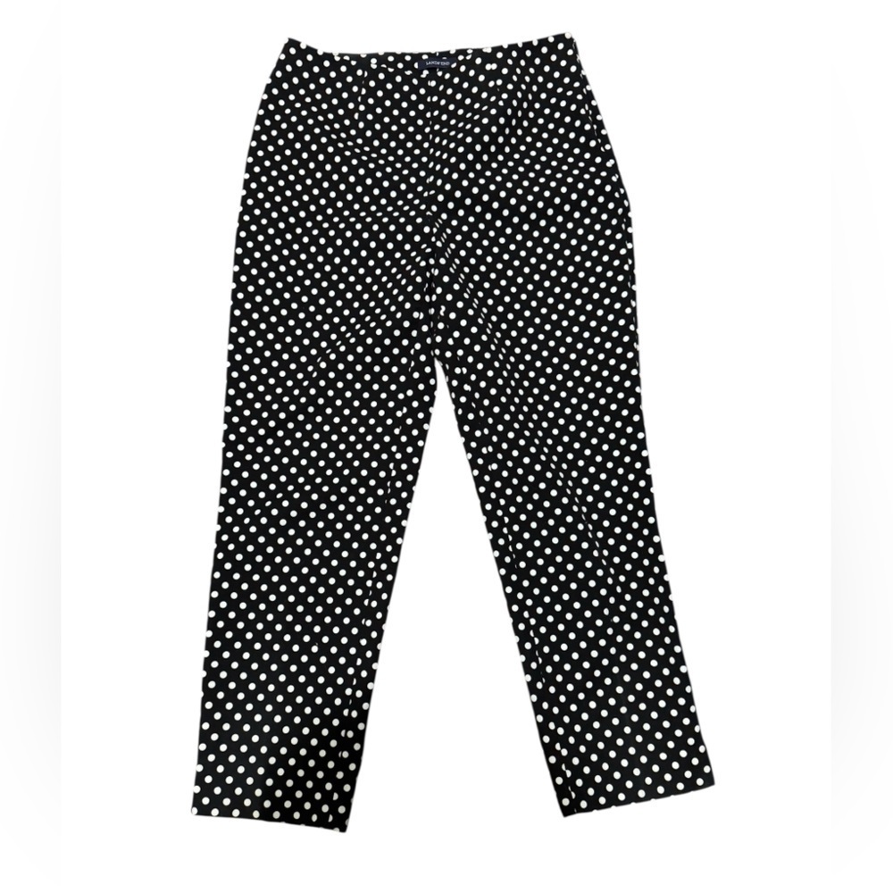 Lands’ End Black White Polka Dot Ankle Pants Size 8 Slim Leg
